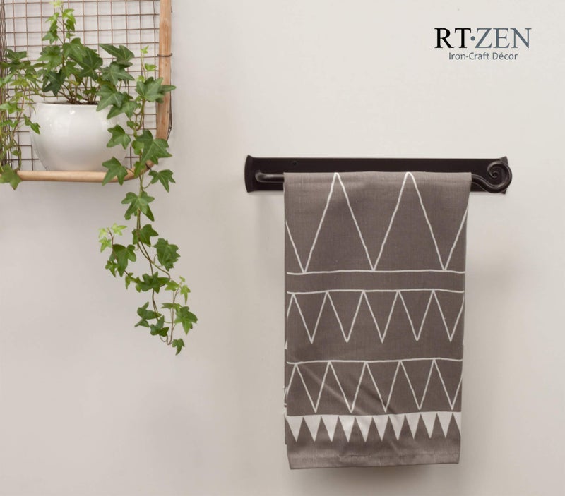 RTZEN Matte Black Hand Towel Holder for Bathroom - Handcrafted Farmhouse Wrought Iron Metal Kitchen Bar - Small Hand Towel Bar Hanger for Home or Office - Wall Mounted Rack Fits 10" Towels - Image 5